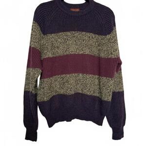 Vintage 90s Oakton Limited Striped‎ Cable Knit Sweater